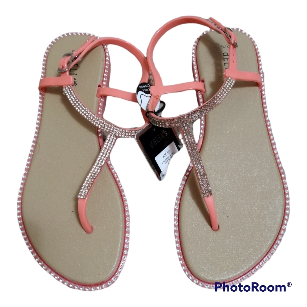 DELIA*s Rhinestone Strap Sandals